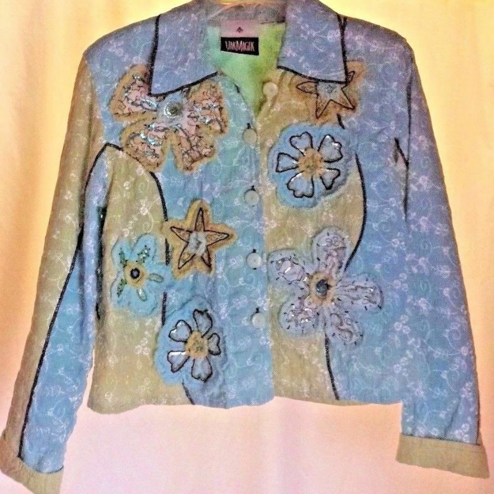 Vtg Yak Magic Embroidered Denim Jacket